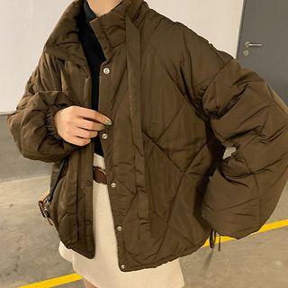 Drawstring Argyle Padded Parka