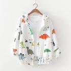 Dinosaur Print Hooded Light Jacket White - One Size