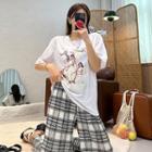 Letter Printed Boxy T-shirt White - One Size