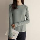 Plain Lettuce-edge T-shirt