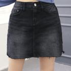 Inset Shorts Denim A-line Miniskirt