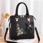 Floral Embroidered Top Handle Crossbody Bag