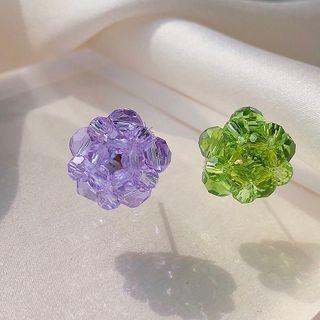 Faux Crystal Flower Stud Earring