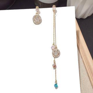 Asymmetric Rhinestone Dangle Earring 1 Pair - Silver Pin - Gold - One Size