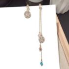Asymmetric Rhinestone Dangle Earring 1 Pair - Silver Pin - Gold - One Size