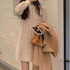 Plaid Long-sleeve Sweater Dress