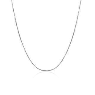 18k Solid White Gold Classic Box Chain Necklace With Spring Ring Clasp, 16