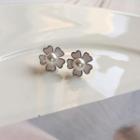 925 Sterling Silver Flower Earring 1 Pair - E093 - Silver - One Size