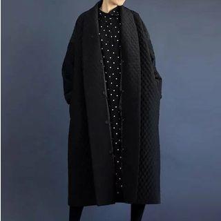 Buttoned Long Coat Black - One Size
