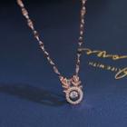 Rhinestone Deer Necklace Rose Gold - One Size