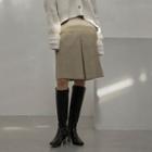 Pleated Corduroy Midi Skirt
