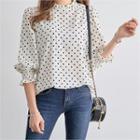 Frill-collar Dotted Blouse