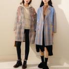 Patent Panel Plaid Double-breasted Coat
