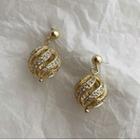 Rhinestone Bead Dangle Earring 1 Pair - Gold - One Size