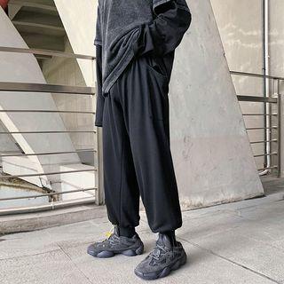 Elastic Waist Wide Leg Cropped Pants