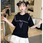 Bow Short-sleeve Hooded T-shirt