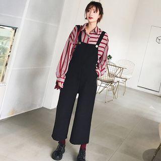 Set: Long-sleeve Striped Shirt + Jumper Pants