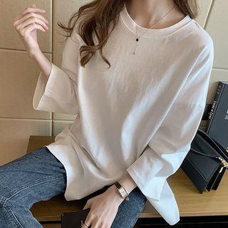 Long-sleeve Split-front T-shirt