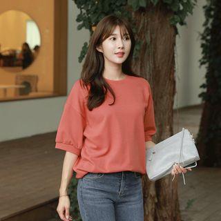 Elbow-sleeve Seam-trim Sweatshirt