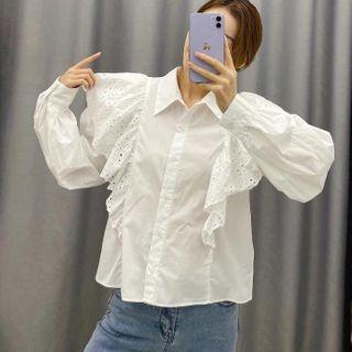 Eyelet Lace Ruffle Shirt