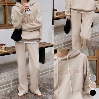 Letter Embroidery Hoodie & Pants Sweatsuit Set