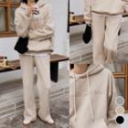 Letter Embroidery Hoodie & Pants Sweatsuit Set