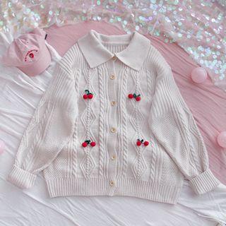 Cherry Cardigan As Shown In Figure - One Size