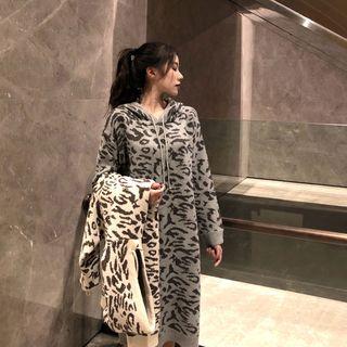 Leopard Hood Sweater Dress