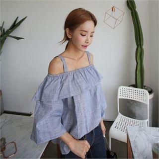 Off-shoulder Frill-trim Top