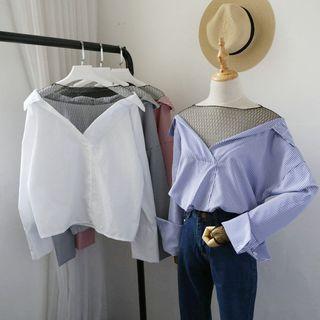 Mock Two Piece Mesh Panel Shirt