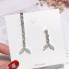 Non-matching Rhinestone Fishtail Dangle Earring 1 Pair - Silver - One Size