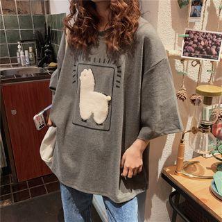 Short-sleeve Sheep Applique T-shirt