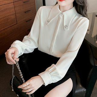 Long-sleeve Rhinestone Collar Blouse