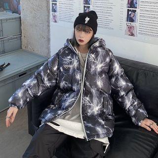 Couple Matching Lightning Hooded Zip Padded Jacket