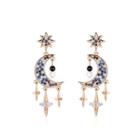 Swarovski Elements Star And Moon Earrings Blue - One Size