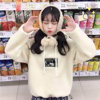 Applique Hoodie Milky White - One Size