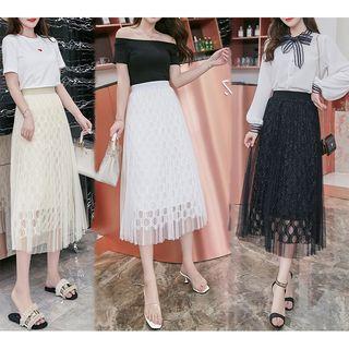 Midi Hollow Out Mesh Skirt