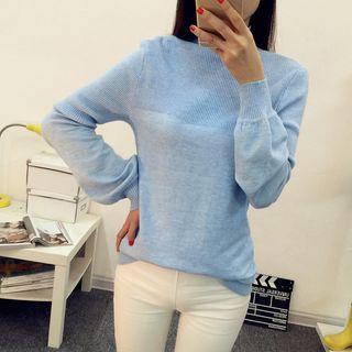 Lantern Sleeve High Neck Sweater