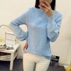 Lantern Sleeve High Neck Sweater