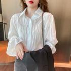 Bell-sleeve Ruched Plain Blouse