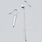 Bar Sterling Silver Dangle Earring 1 Pair - Asymmetric - Silver - One Size