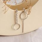 925 Sterling Silver Non-matching Hoop Dangle Earring 1 Pair - Silver - One Size