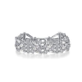 Fashion And Elegant Geometric Texture Bracelet With Cubic Zirconia Silver - One Size