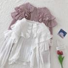 Ruffle Bell-sleeve Loose-fit Blouse