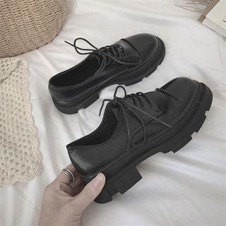 Platform Block Heel Lace Up Sneakers