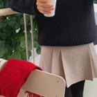 Pleated Woolen A-line Miniskirt