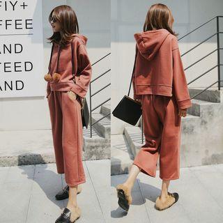 Set: Pompom Hoodie + Cropped Straight Cut Pants