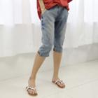 Band-waist Appliqu  Cropped Jeans