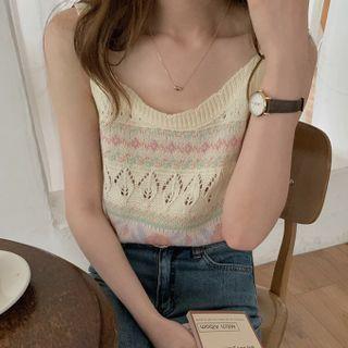 Pointelle Knit Camisole Top Almond - One Size