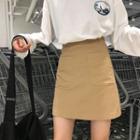 High-waist Plain A-line Skirts